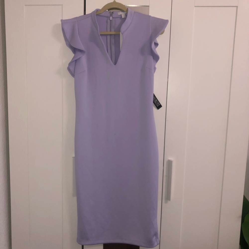 NY&Co Lilac Dress with ruffled sleeves